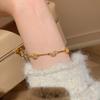 French Light Luxury Retro Passepartout Four-Leaf Clover Bracelet Old Money Wind Ancient Gold Brushed Diamond Snowflake Bracelet Female