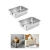 Open Litter Box Stainless Steel Portable Pet Bedpan with Handles Anti Splashing for Indoor Cats Kitten Potty Pan Cat Bedpan