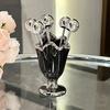 6Pcs Light Luxury Fruit Forks Set Stainless Steel Fruit Picks Storage Jar Set  For Tasting Salad