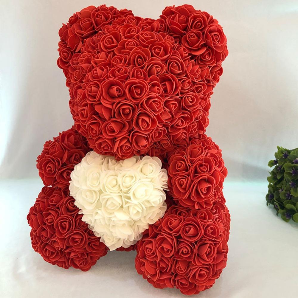 Qixi Festival Valentine's Day Wedding Rose Bear Simulation Floral Fragrance Creative Eternal Flower Hug Bear Gift