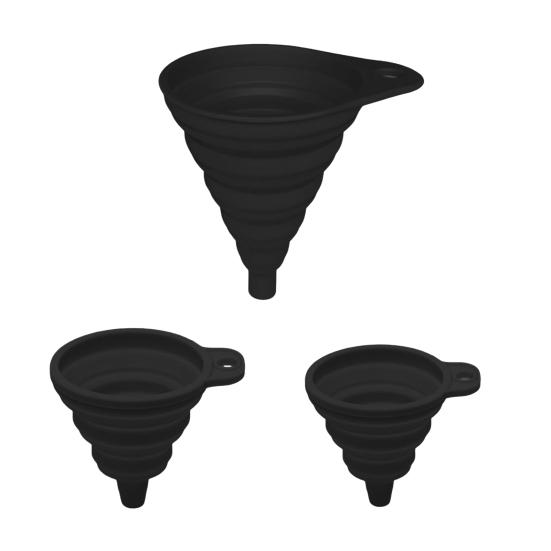 3Pcs Silicone Funnel Set Collapsible Kitchen Funnels Large Medium Small Funnels for Liquid Transfer Heat Resistant Bottling Kitchen Gadgets