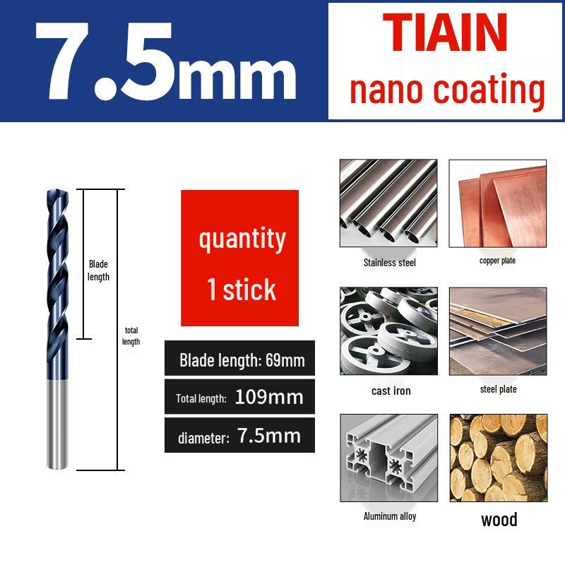 Cobalt-Coated Twist Drill Bit for Iron & Stainless Steel with Nano Coating, Ideal for High-Strength, Hard Material Drilling