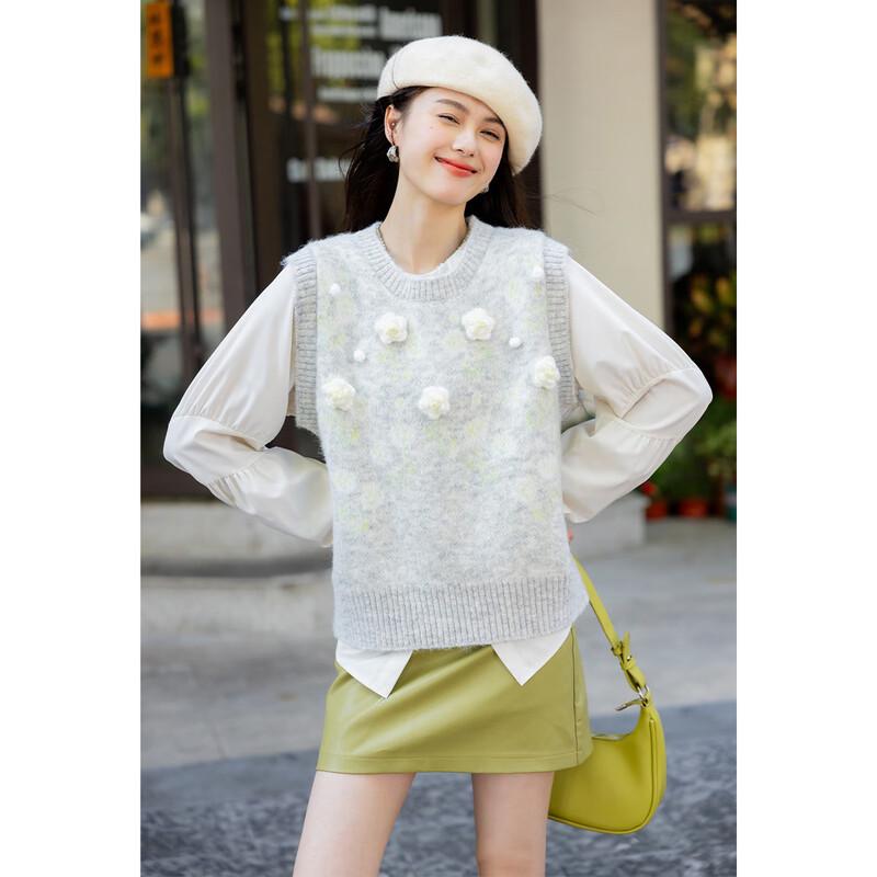 Women's Korean Style 3D Floral Knit Vest