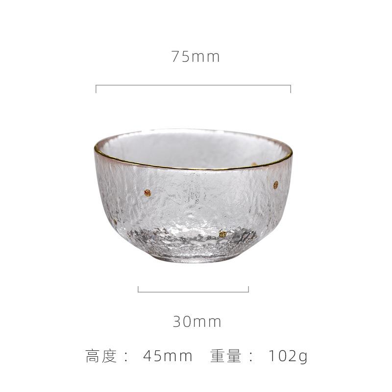 Japanischer hitzebeständiger Glas-Teetasse Kreativ Mini Gehämmert Goldrand Kung Fu Teeschale Teetassen Haushalt Wasserbecher