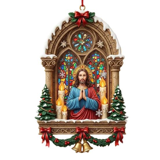 Christmas Jesus Ornaments Religious Acrylic Xmas Tree Hanging Ornaments Christian Keepsake Gift for Home Garden Wall Decor