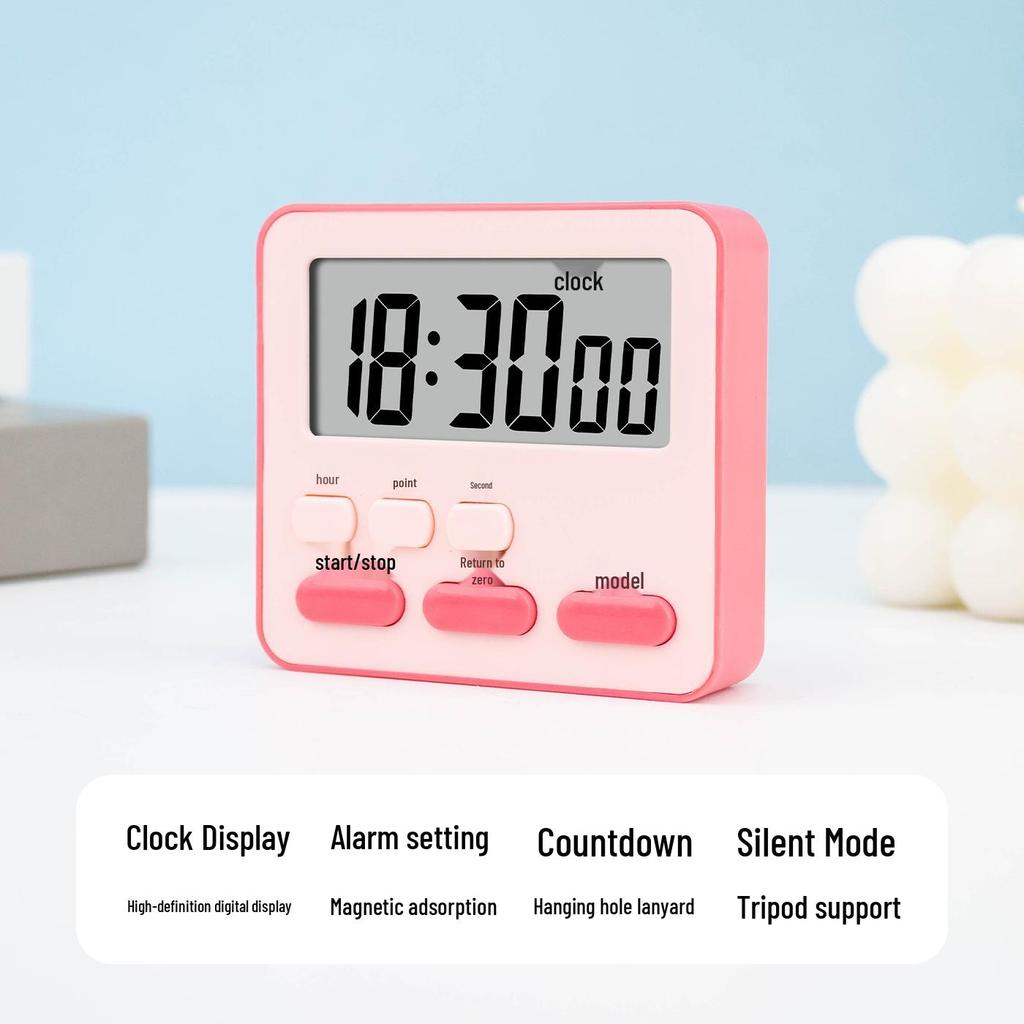 Customizable Kitchen Timer and Alarm Clock with Labeling Option for Students and Silent Mode