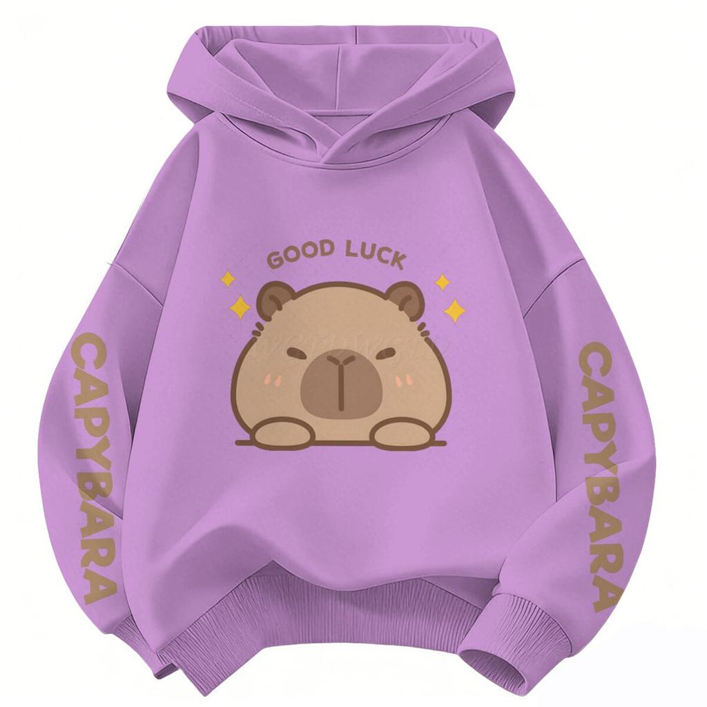 Cartoon Cute Capybara Print Children's Hooded Hoodies Capybara Casual Fashionable Comfortable Boy Girl Sweatshirt Pullover