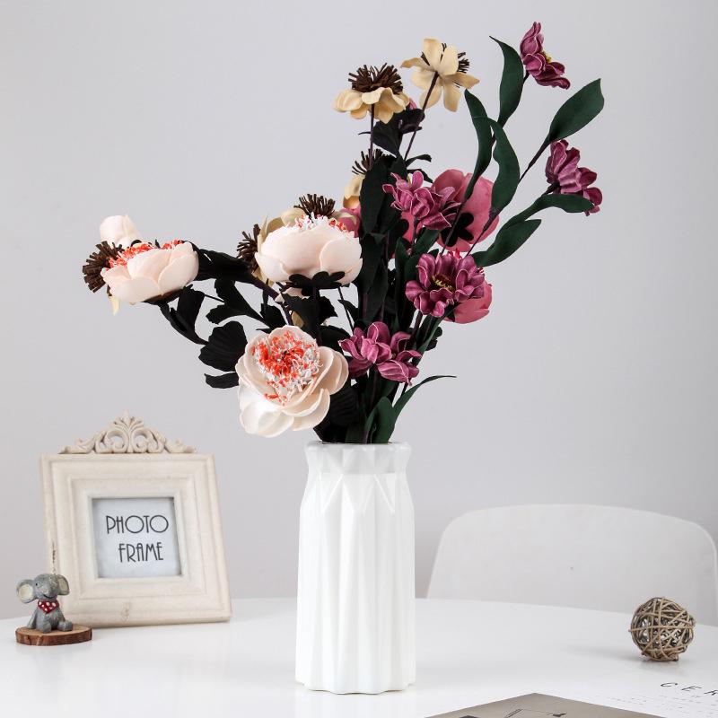 Modern Style Flower Vase Imitation Ceramic Plastic Flower Vases Plants Pot Basket Living Room Home Decoration Flower Arrangement