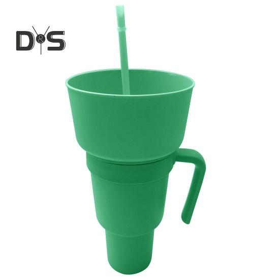 Copo para lanche 2 em 1, copo multifuncional que muda de cor para estádio, lanche e bebida com canudo para filmes, uso doméstico