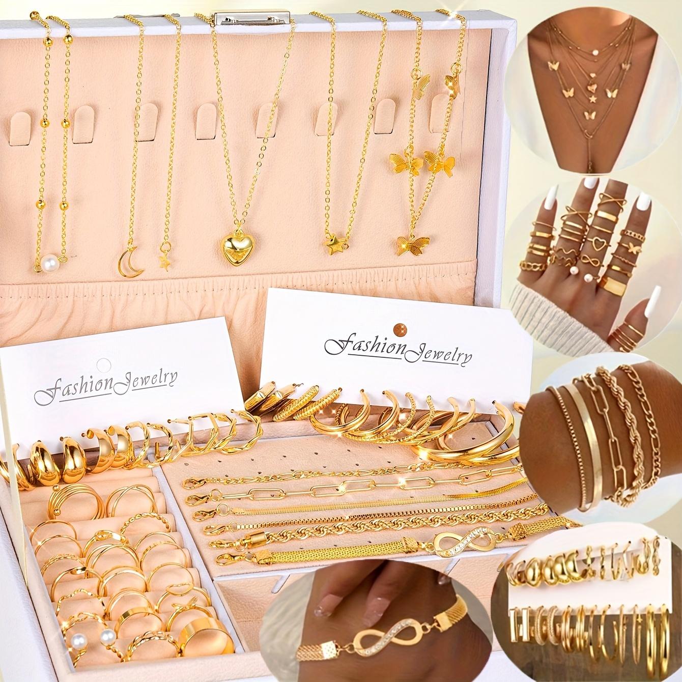 

Комплект украшений IF ME из 58 предметов для женщин - Включает серьги, ожерелья, кольца, браслеты и браслеты на ногу - Идеально подходит для повседневного наряда и подарка (Коробка в комплект не входит)