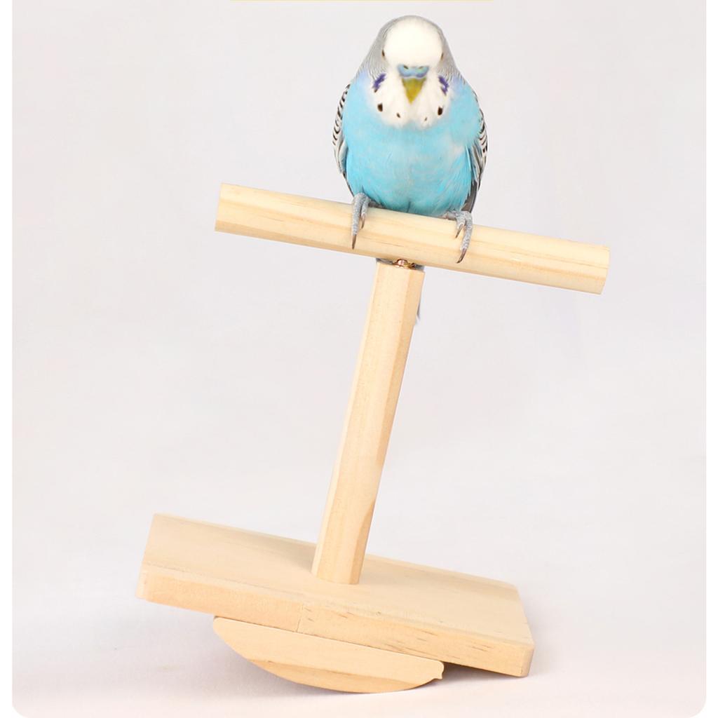 Parrot Rocking Stand Bird Toy Prickly Ash Wood Interactive Spinning Perch for Small To Medium Parrots