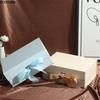 Pure Color Gift Box Flip Cover Ribbon Decoration Cardboard Folding Box One-Piece Design Foldable Wrapping Box Holiday Party
