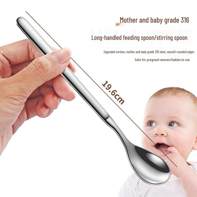 316L Stainless Steel Extended Handle Baby Feeding & Training Spoon for Children