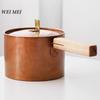Hand-Forged Purple Copper Milk Stew Pot With Walnut Handle, Pure Copper Soup Noodle Pot, Vintage Home Cooking Outdoor Cookware