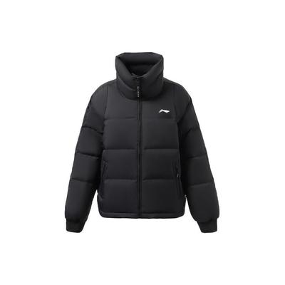 Li Ning Fitness Serie Geometrisch gemustert Bedruckt Lässig Locker Stehkragen Warme Daunenjacke Damen Oberbekleidung Schwarz AYMS268-2