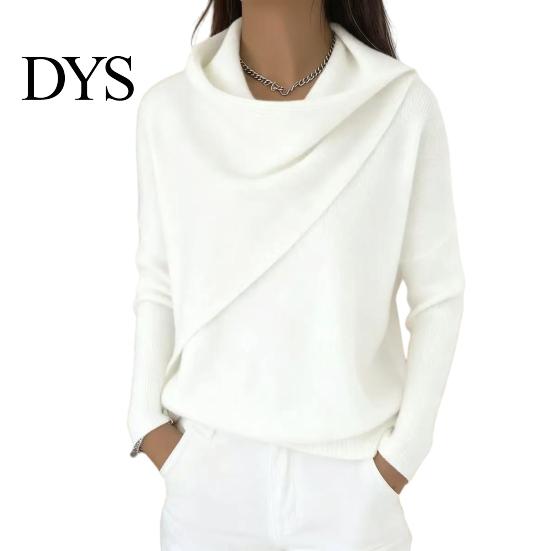 Knitted Pullover Tops Women Cowl Neck Knit Sweater, Solid Color Long Sleeve Top, Fall Winter Warm Loose Casual Knitwear Sweater