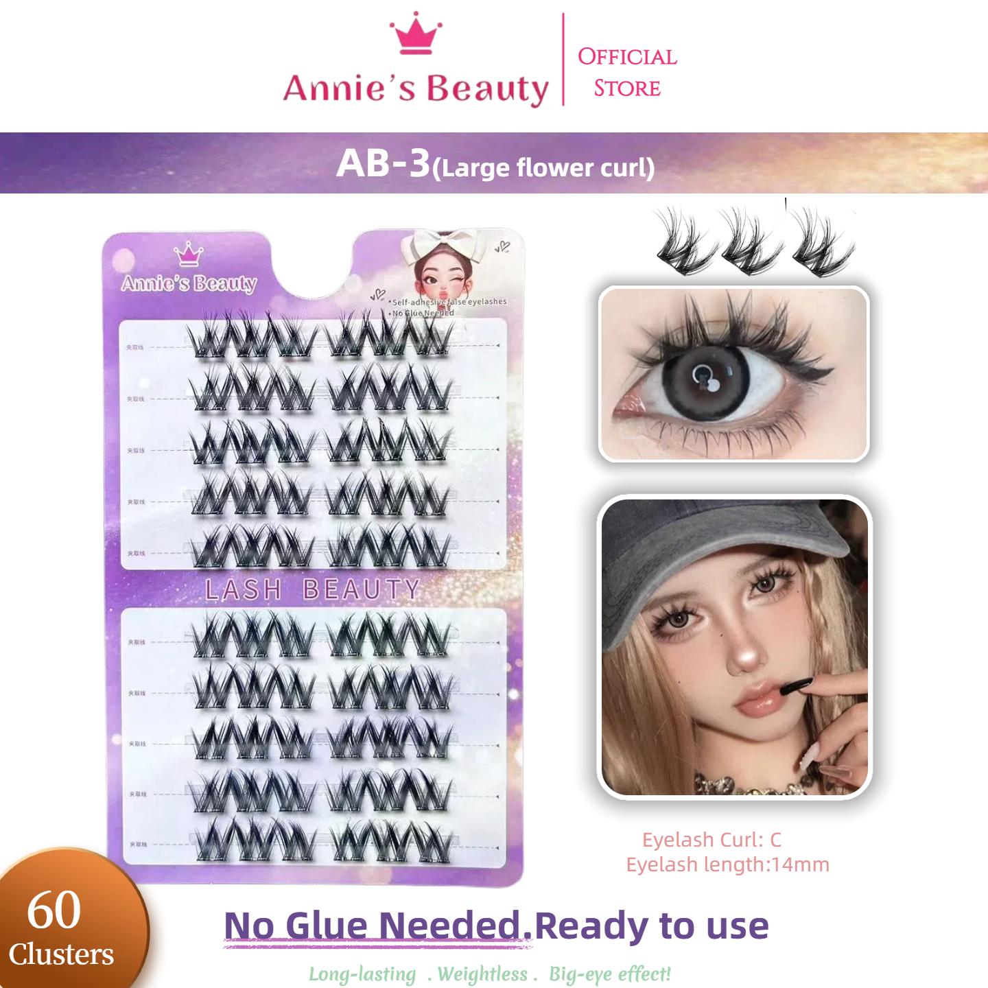 

100-240 Пучковые самоклеящиеся накладные ресницы, без клея, 11-16 мм, C+ изгиб, многоразовые, долговечные, водостойкие, ветроустойчивые, ленивые одинарные пучковые ресницы AB-8