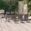 Vidaxl 9-Cz. Garden Furniture Set, Cushions, Black-Grey PE Rattan