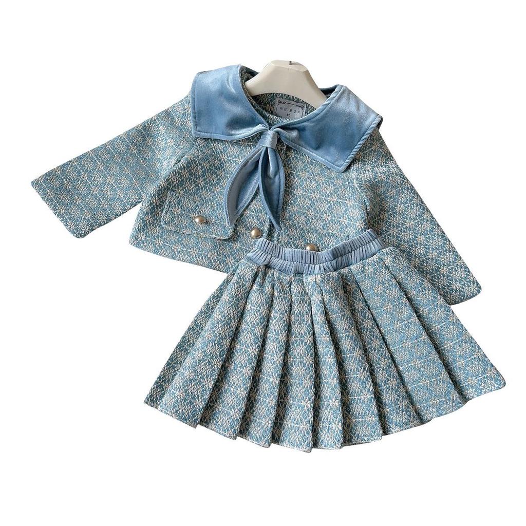 Schicker Windmantel & Plisseerock-Set für kleine Mädchen - Frühling/Herbst