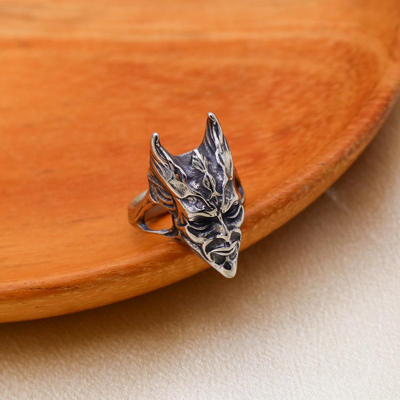 Devil Prajna Ghost King Skull Ring Male Personality Domineering Punk Style Niche Opening Adjustable Hip Hop Ring