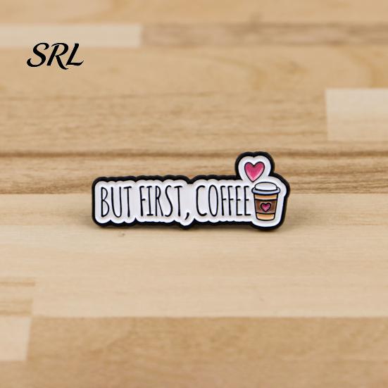 Coffee Lapel Pin Brooch Pin, Slogan Design Brooch, Thickened Zinc Alloy Badge, Enamel Paint Stable Buckle Pins for Clothes Hats Backpacks Durable