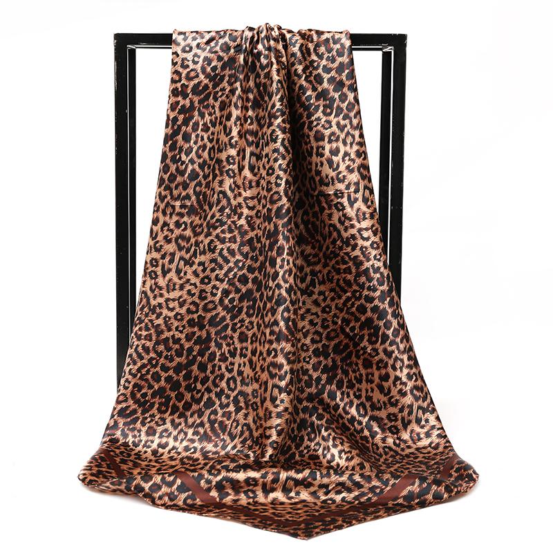 1 Stück Leopardenmuster Imitation Seide Schal Lässiger Kopftuch Muslimische Frau Hijabs Schals Glatt Weich Haarschal Islimischer Turban Bandana