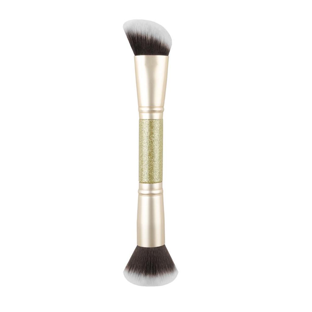 Doppelendiger Foundation- & Concealer-Pinsel: Angeschrägter Konturpinsel für Puder & Tragbares Make-up