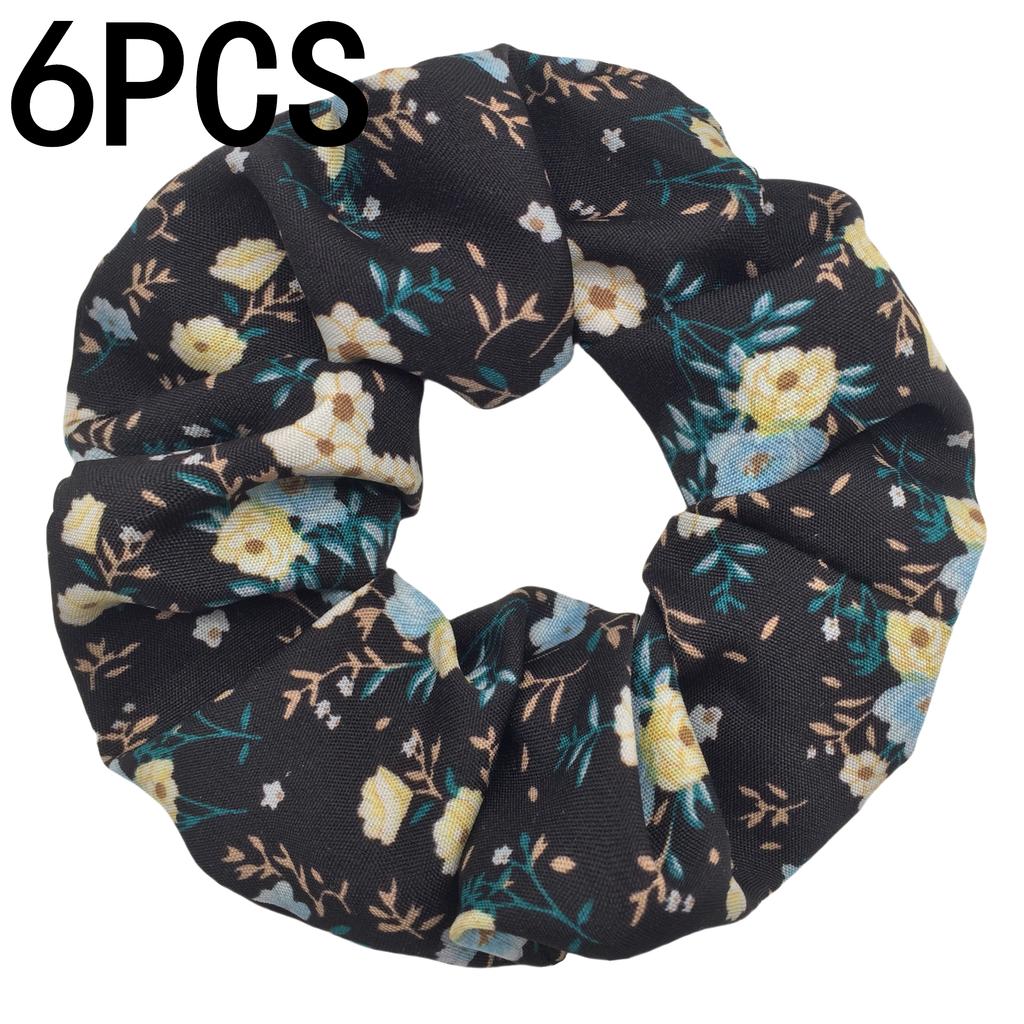 6pcs/lot Hair Scrunchies Bands Scrunchy Ties Ropes Ponytail Holder for Women Accessories Fabric Headwear Ditsy Floral Sweet Cute