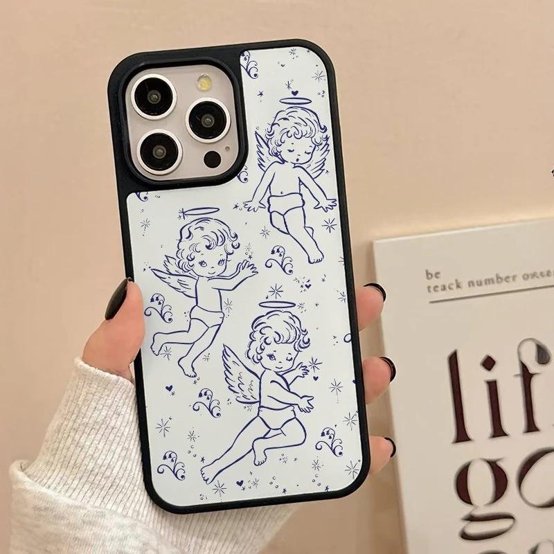 Süßer kleiner Engel geeignet für iPhone17promax Handyhülle 15 süß 14 große Löcher 16 matt PC13 Hartschale