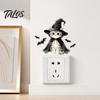 Decorative Wall Stickers for Bedroom Halloween Wizard Cat & Bat Switch Sticker, Self-Adhesive Light Decal, Childlike Holiday Ornaments Removable Decor