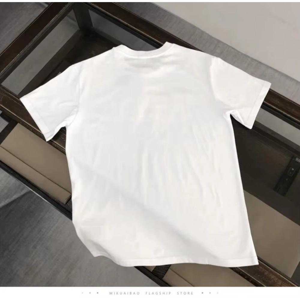 2024 Summer High Quality 100% Cotton English Letter Printed Top Breathable Sports Gym Men's Fashion Street Round Neck T-shirt