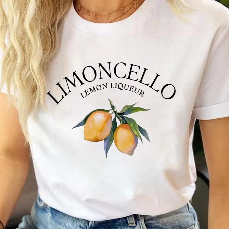 ONeck Casual Tops Women Streetwear Vintage Graphic New Lemon Print Women Tshirt Summer Short Sleeve Aesthetic Clothes