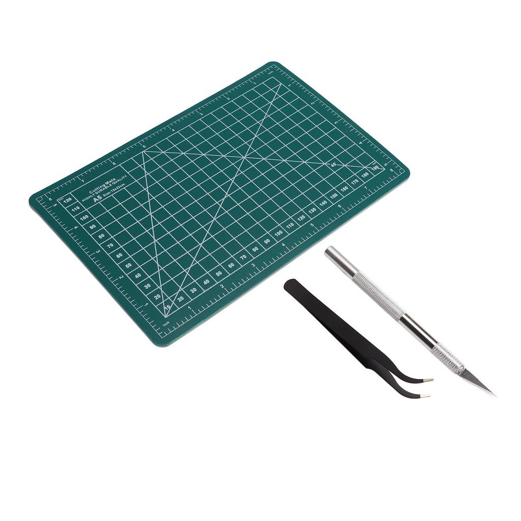 Craft Knife and Cutting Mat A5 Size Waterproof Mat Steel Blade Widely Used Self Healing Cutting Mat with Tweezers Knife