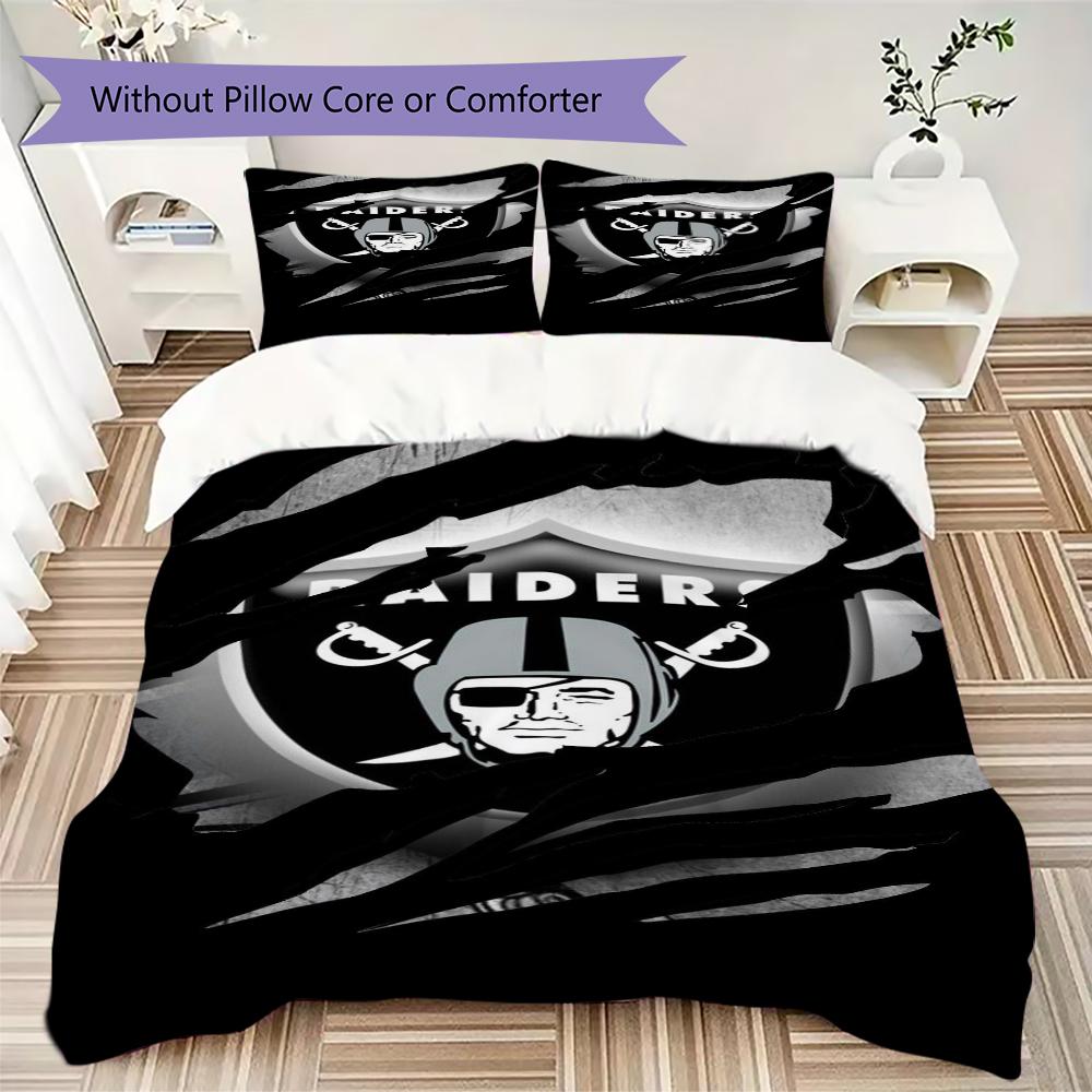 Las Vegas Raiders Pattern Bedding uilt Set uilt Cover Pillowcase Home Decoration Birthday Gift (1*duvet cover + 2*pillowcase without core)