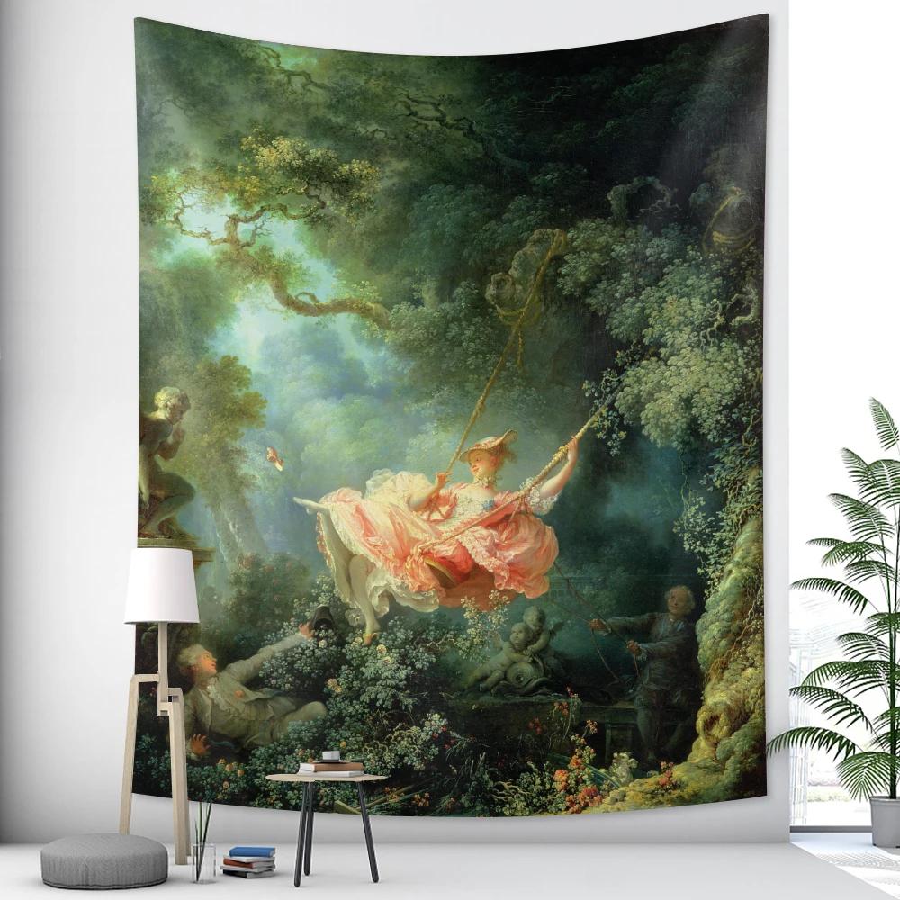 Baroque Lady Tapestry Elegant Noblewoman in Silk Gown Unique Wall Art for Home Decor Living Room Classic Art Lover Gift