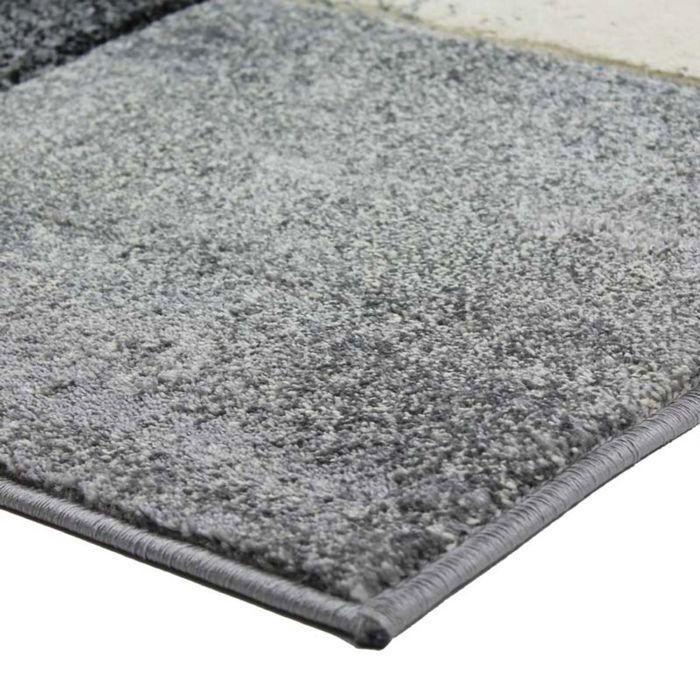 Tapis toucher laineux motifs carrés gris 160x230