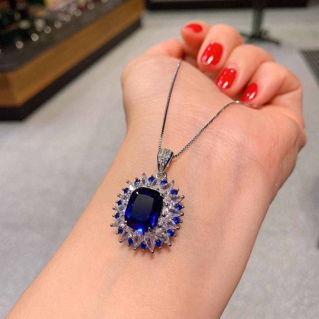 Jewelry Simulation Geometric Blue Spinel Finger Full Diamond Women'S Set 10 * 12