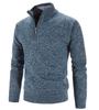 Men's Autumn & Winter Hong Kong Style Knitted Cardigan: Stand-Up Collar, Loose Fit, Fleece-Lined, Thick Woolen Sweater.