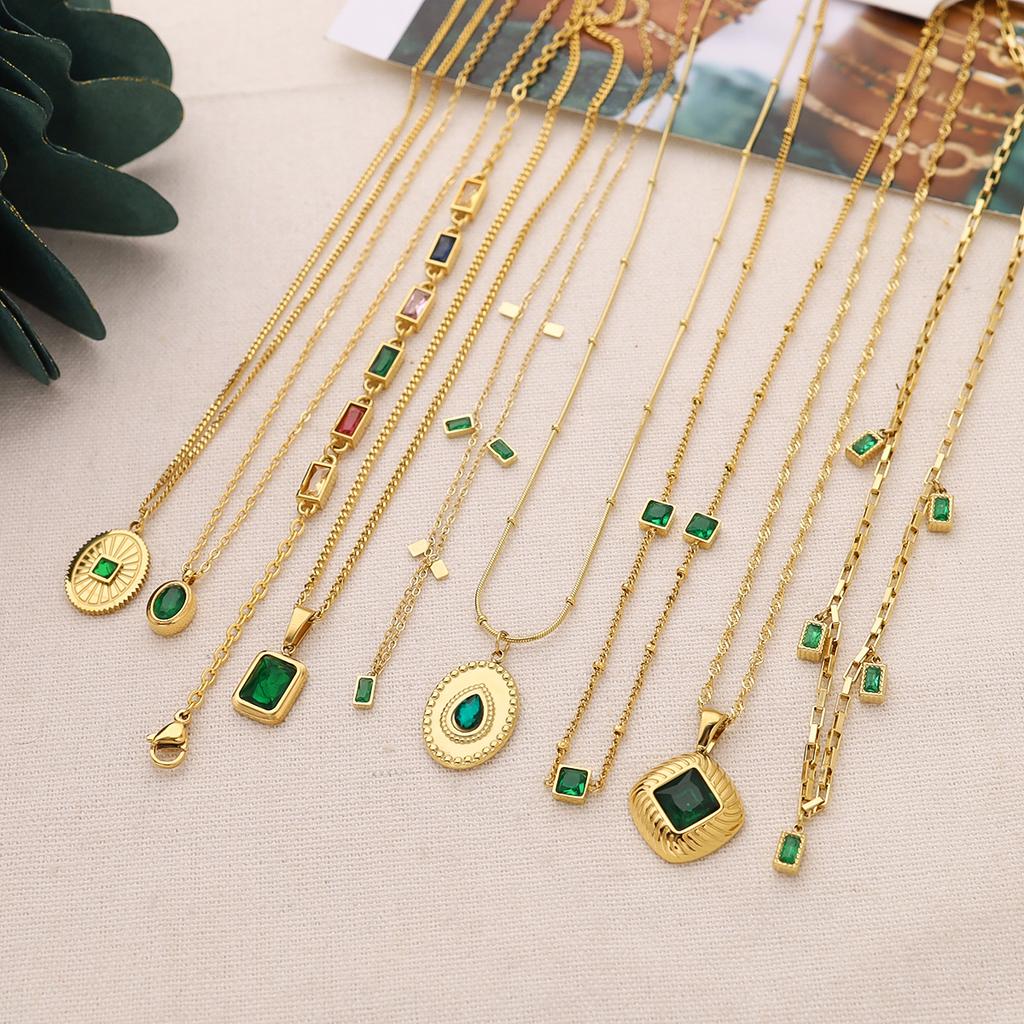 Yachan Jewelry Větrný zirkonový přívěsek Řetízek na klíční kost Dopaminový titanová ocel Pozlacený Skutečné zlato Náhrdelník Nevybledne Ženský