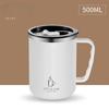 500ml 304 Stainless Steel Water Bottle Double Layers Coffee Mug Milk with Handle and Lid Portable Insulated Cup for Traveling