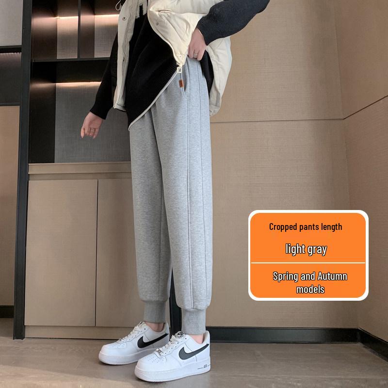 Women s Thick Velvet Cropped Harem Sweatpants (Autumn/Winter 2025) S