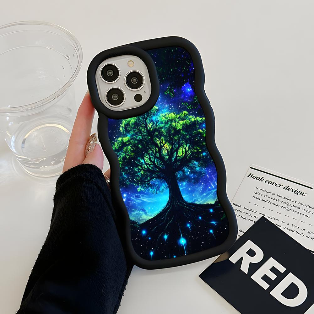 World Life Tree Mobile Phone Case for iPhone 17 16 15 14 13 12 11 Air Pro Max Plus Wavy Edge TPU Colorful Cover Luxury Cover