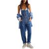 Damen-Jeansoverall, ärmellos, verstellbarer Riemen, überkreuzter Rücken, gefesselter Saum, Strampler, Pnats für Damen