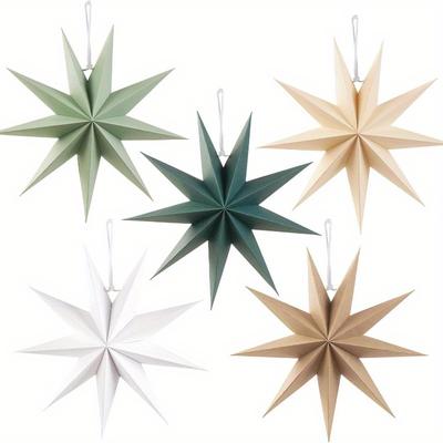 5pcs Multicolored Paper Star Decorations for Christmas, Suitable for Festive Hanging Ornaments, Store Celebration Decorations