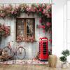 Tenda Doccia Vintage Strada Italiana Architettura ad Arco Pianta Floreale Scenario Tessuto Decorazione Bagno Casa Tende da Bagno con Ganci