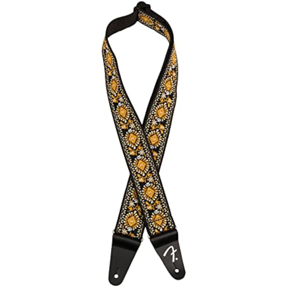 Fender Canadian Musical Instrument Strap Pasadena Woven Strap, Yellow Lotus, 2