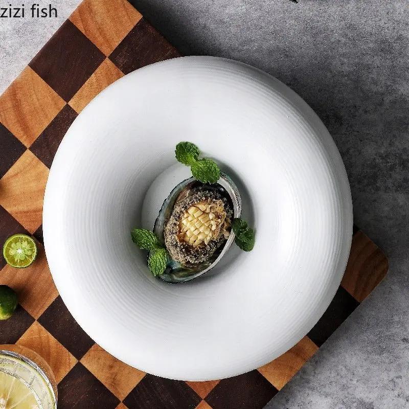 Ceramic Dinner Plate Restaurant Creative Thick Soup Plate Dessert Plate Snack Dish Pasta Plates Household Solid Color Tableware