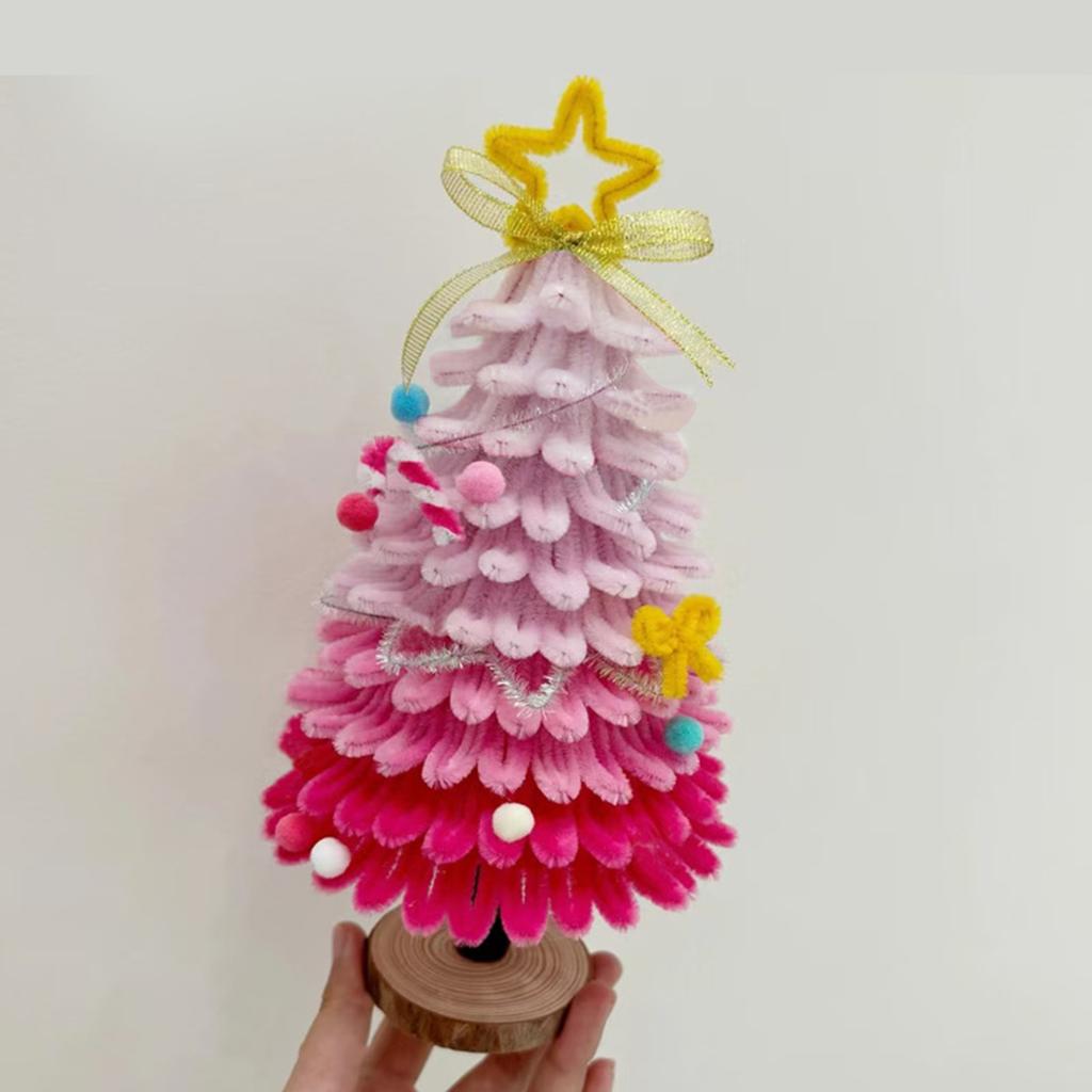 DIY Handmade Christmas Tree Kit Pipe Cleaners Cute Christmas Tree Ornament for Home Office Table Decor