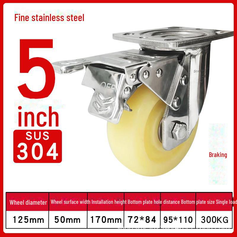 Robustes, wasserdichtes Nylon-Lenkrad aus Edelstahl 304 mit Bremse (4", 5", 6", 8").