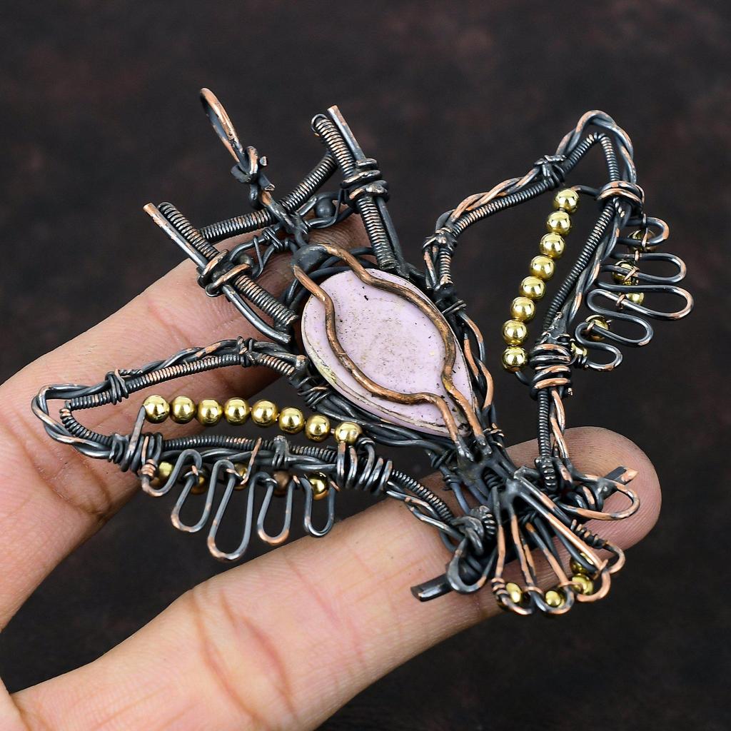 Phosphosiderite Pendant Copper Wire Wrapped Gemstone Jewelry Owl Pendant Ethnic Jewelry Copper Wire Wrap Pendant Handmade Pendant For Gifts